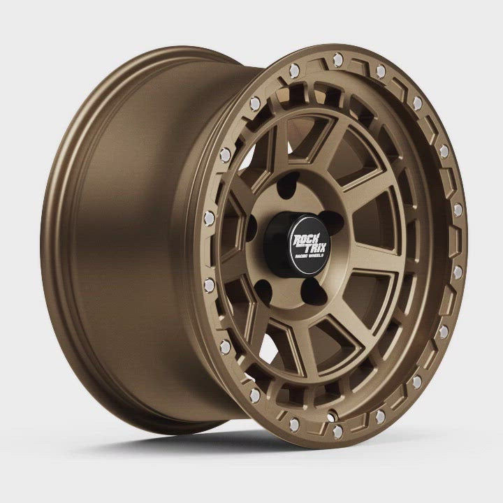 RockTrix RT114 Nine Flat Spokes Wheel - Matte Bronze 5 Lug Holes
