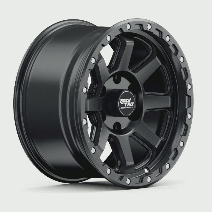RockTrix RT116 Eight Straight Spokes Wheel - Matte Black 6 Lug Holes