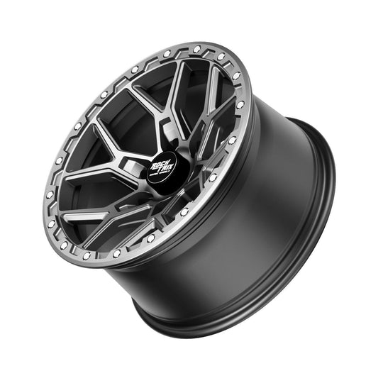 Rocktrix Offroad Wheels - RT107 Six Split Spoke Mesh - Matte Black / 6x135 | 87.1 (for Ford) / 17x9 | ET-12 (4.5") - Gunmetal Gray Rims for Tacoma 4Runner F150 Bronco