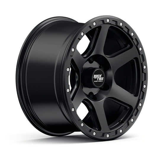 Rocktrix Offroad Wheels - RT112 - Six Spoke Classic - Matte Black / 5x127 | 71.5 / 17x9 | ET-12 (4.5") - Rims for Tacoma 4Runner F150 Bronco Wrangler Gladiator