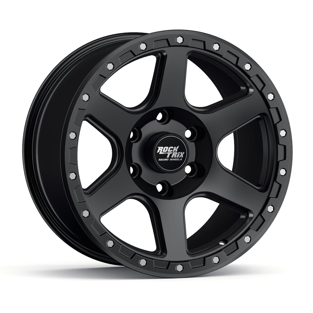 Rocktrix Offroad Wheels - RT112 - Six Spoke Classic - Matte Black / 6x135 | 87.1 / 17x9 | ET-12 (4.5") - Rims for Tacoma 4Runner F150 Bronco Wrangler Gladiator