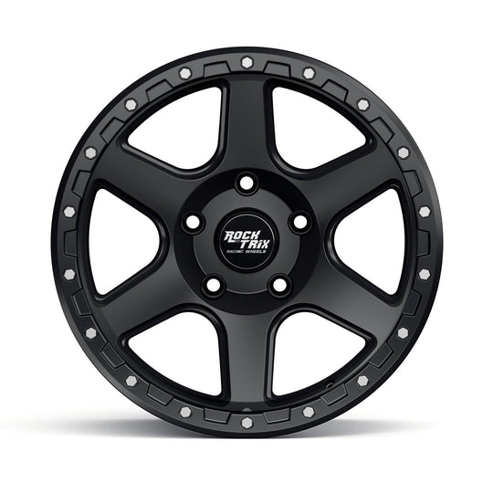 Rocktrix Offroad Wheels - RT112 - Six Spoke Classic - Matte Black / 5x127 | 71.5 / 17x9 | ET-12 (4.5") - Rims for Tacoma 4Runner F150 Bronco Wrangler Gladiator