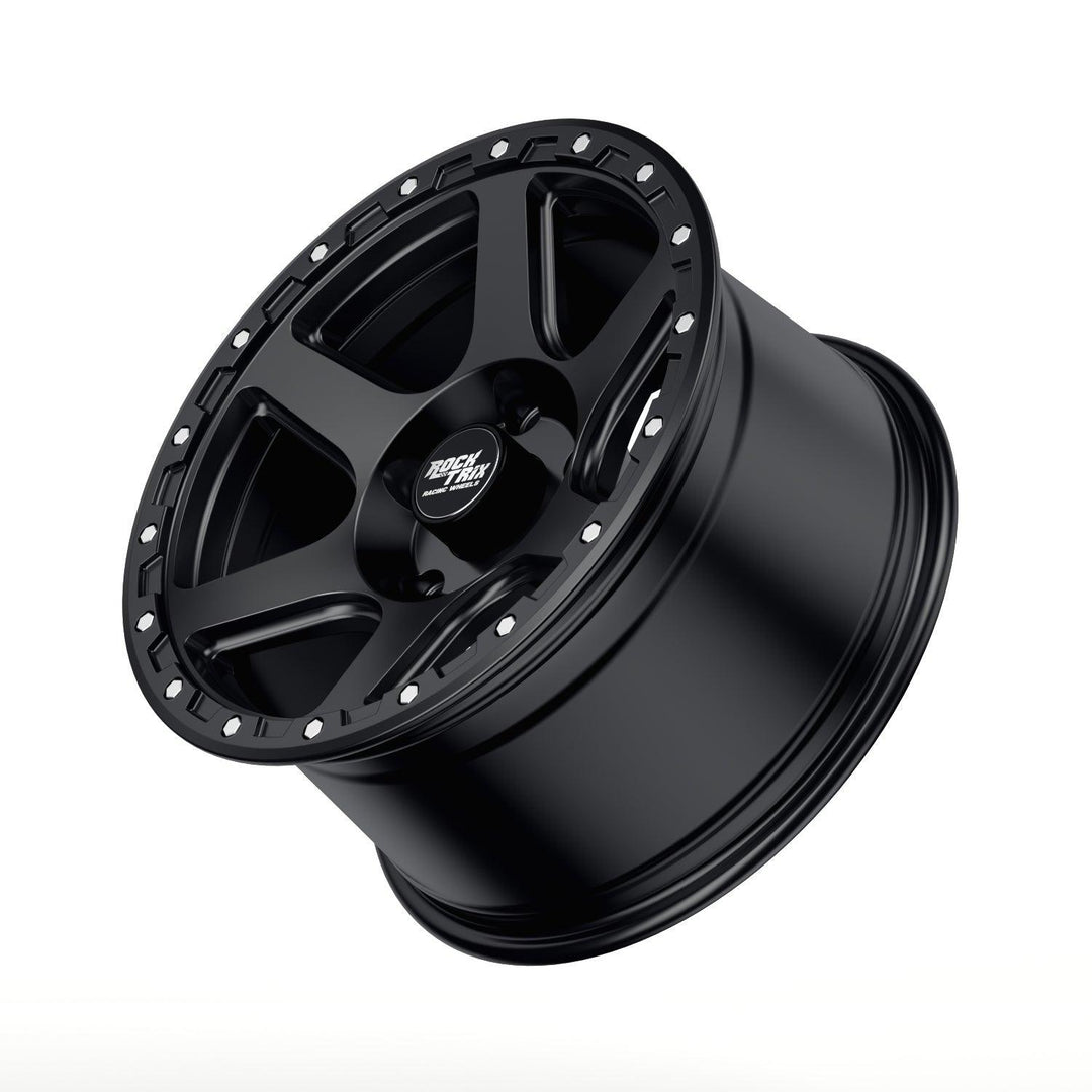 Rocktrix Offroad Wheels - RT112 - Six Spoke Classic - Matte Black / 5x127 | 71.5 / 17x9 | ET-12 (4.5") - Rims for Tacoma 4Runner F150 Bronco Wrangler Gladiator