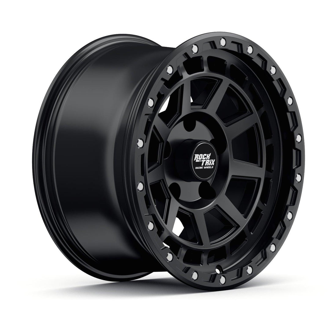 Rocktrix Offroad Wheels - RT114 - 9 Flat Spokes - Matte Black / 5x127 | 71.5 / 17x9 ET-12 (4.5") - Rims for Tacoma 4Runner F150 Bronco Wrangler Gladiator