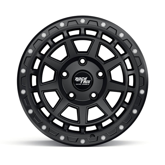 Rocktrix Offroad Wheels - RT114 - 9 Flat Spokes - Matte Black / 5x127 | 71.5 / 17x9 ET-12 (4.5") - Rims for Tacoma 4Runner F150 Bronco Wrangler Gladiator