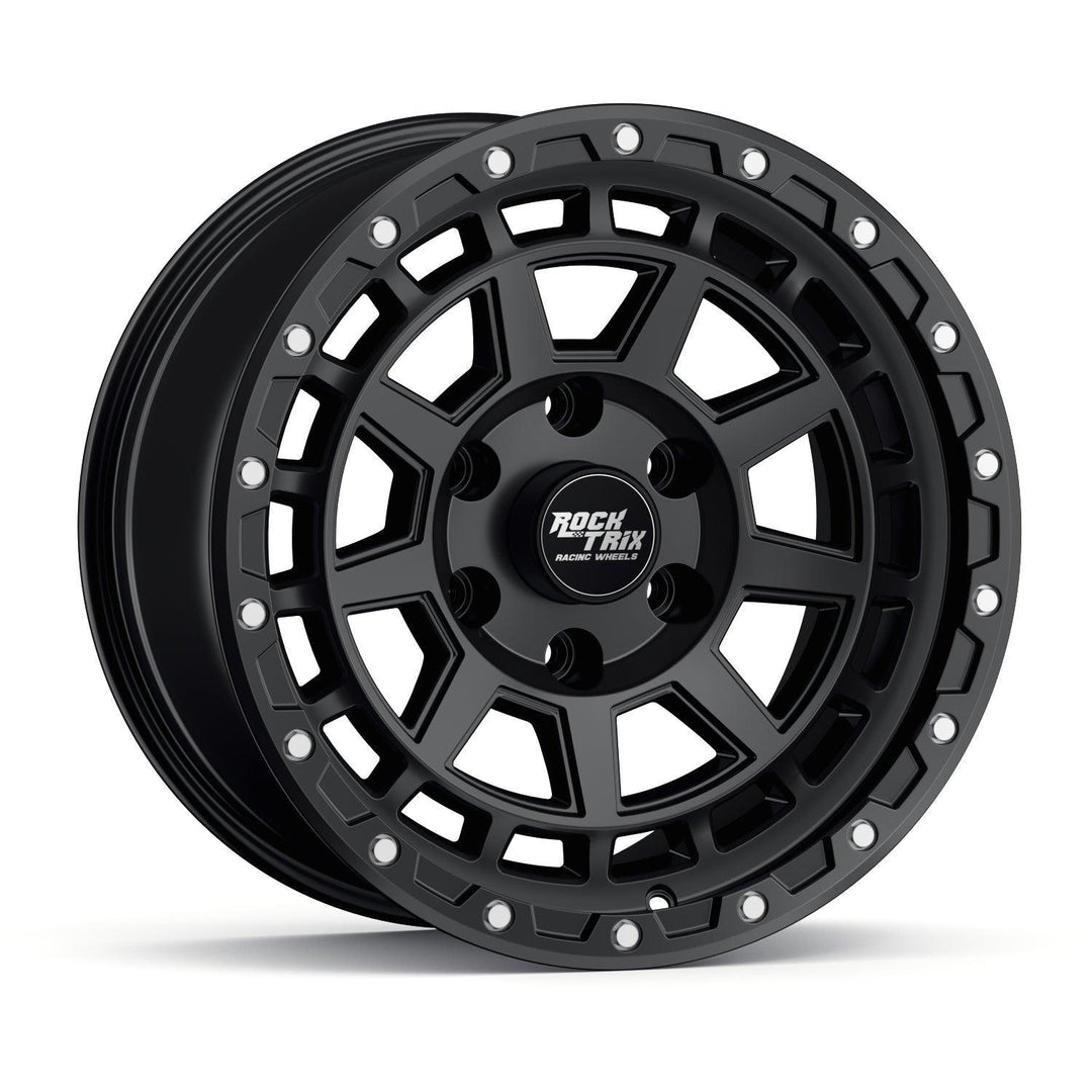 Rocktrix Offroad Wheels - RT114 - 9 Flat Spokes - Matte Black / 6x135 | 87.1 / 17x9 ET-12 (4.5") - Rims for Tacoma 4Runner F150 Bronco Wrangler Gladiator