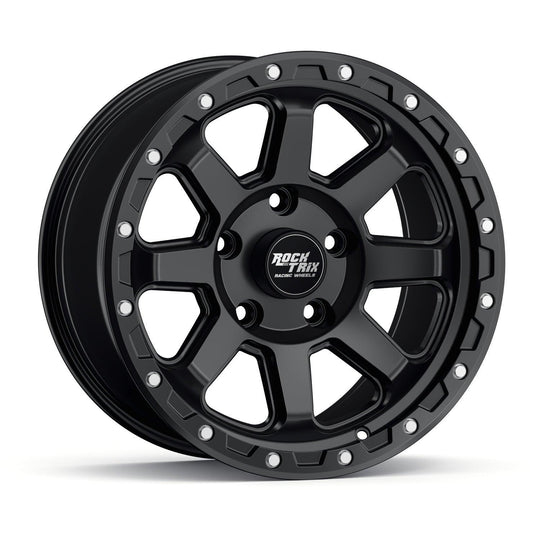 Rocktrix Offroad Wheels - RT116 - 8 Straight Spoke - Matte Black / 5x127 | 71.5 / 17x9 ET-12 (4.5") - Rims for Tacoma 4Runner F150 Bronco Wrangler Gladiator