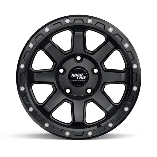 Rocktrix Offroad Wheels - RT116 - 8 Straight Spoke - Matte Black / 5x127 | 71.5 / 17x9 ET-12 (4.5") - Rims for Tacoma 4Runner F150 Bronco Wrangler Gladiator