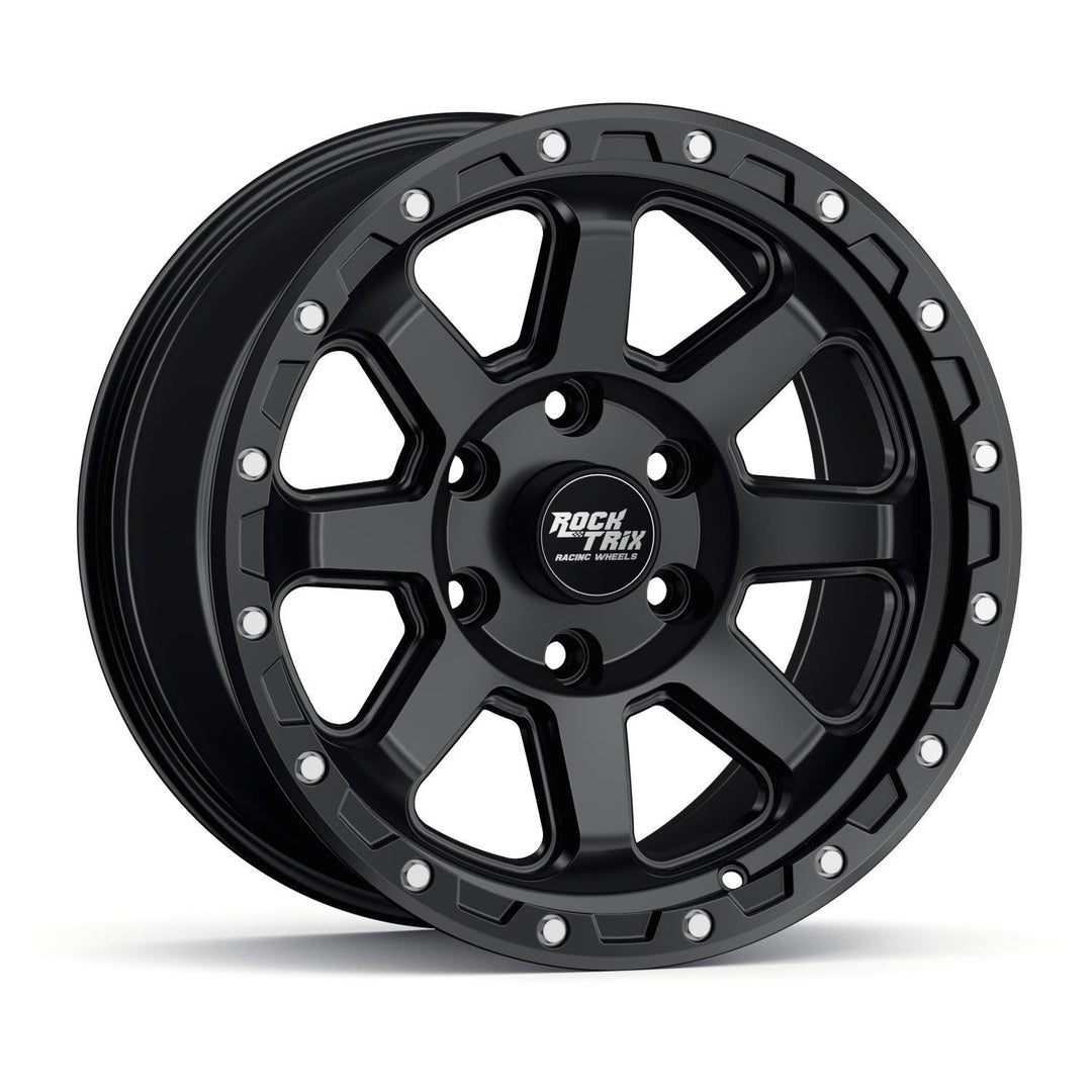 Rocktrix Offroad Wheels - RT116 - 8 Straight Spoke - Matte Black / 6x135 | 87.1 / 17x9 ET-12 (4.5") - Rims for Tacoma 4Runner F150 Bronco Wrangler Gladiator
