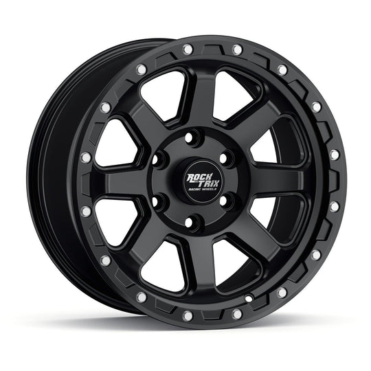 Rocktrix Offroad Wheels - RT116 - 8 Straight Spoke - Matte Black / 6x135 | 87.1 / 17x9 ET-12 (4.5") - Rims for Tacoma 4Runner F150 Bronco Wrangler Gladiator