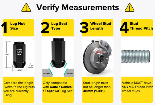 Rocktrix 14x1.5Lug Nuts XL Extended Closed Bulge, Cone Lug Seat, Black, heavy duty. Verify Measurement