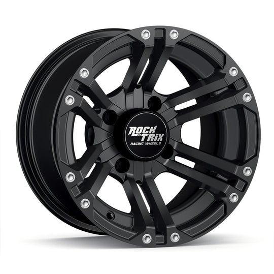 Rocktrix Offroad ATV UTV Wheels - RT101 - Six Twin Spoke - 4x110 | 74 / 12x7 | ET-47 - Matte Black Rims