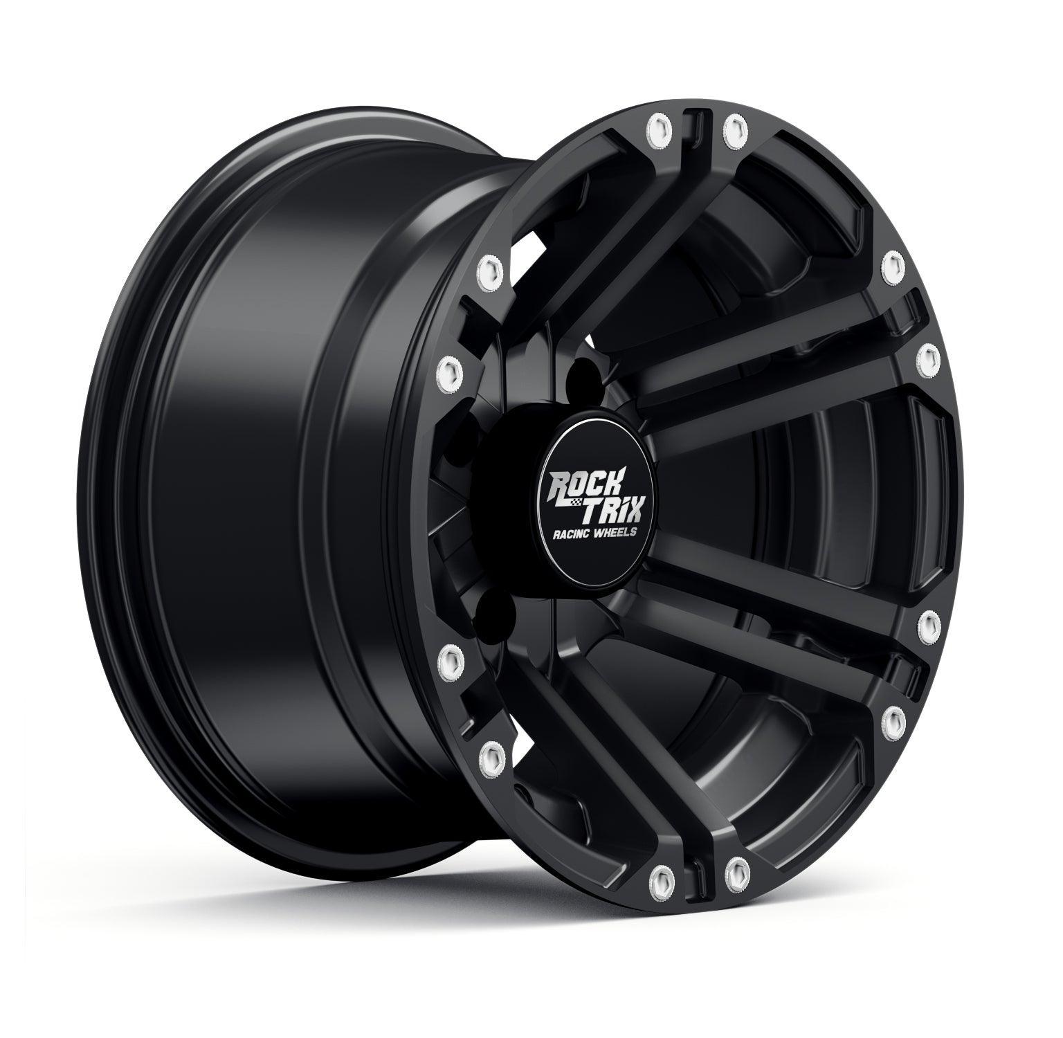 RockTrix RT101 14in ATV Wheel 4x110 Rim, 14x7, 5+2 Offset, For ATV UTV with IRS (Independent Rear Suspension), Compatible with Honda Kawasaki Yamaha S : RockTrix RT104 14in ATV Wheels Rims 14x7 Matte Black