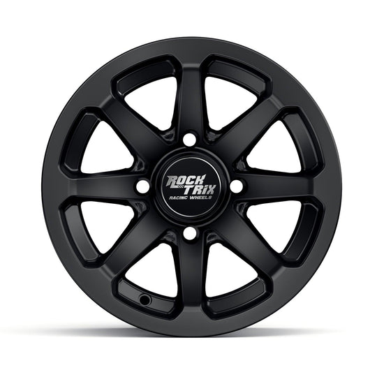 Rocktrix Offroad ATV UTV Wheels - RT102 - Eight Straight Spoke - 4x110 | 74 / 12x7 | ET-47 - Matte Black Rims