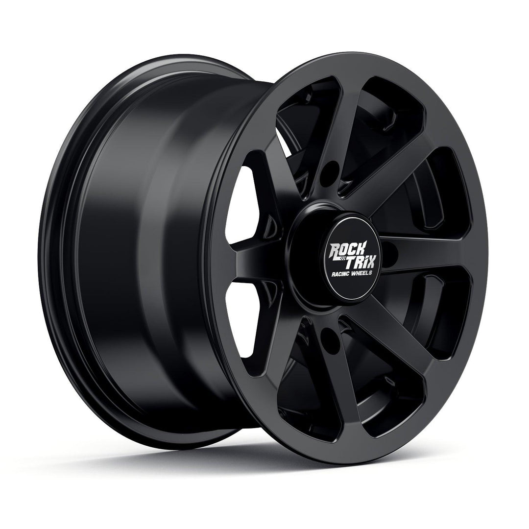 Rocktrix Offroad ATV UTV Wheels - RT102 - Eight Straight Spoke - 4x110 | 74 / 12x7 | ET-47 - Matte Black Rims