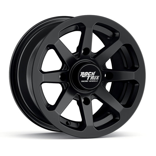 Rocktrix Offroad ATV UTV Wheels - RT102 - Eight Straight Spoke - 4x110 | 74 / 12x7 | ET30 - Matte Black Rims