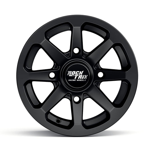 Rocktrix Offroad ATV UTV Wheels - RT102 - Eight Straight Spoke - 4x110 | 74 / 12x7 | ET-47 - Matte Black Rims