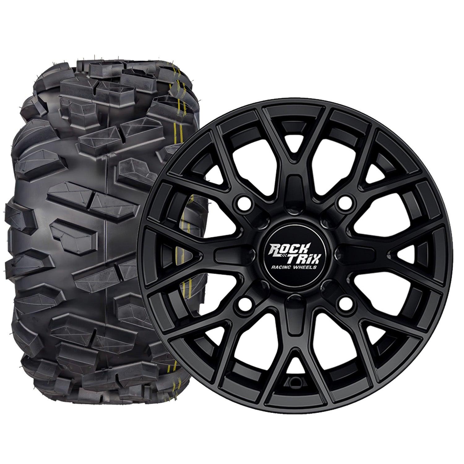 Rocktrix RT104 - 14x7 (ET10) 4x156 131 Black + 30x10R14 Tire