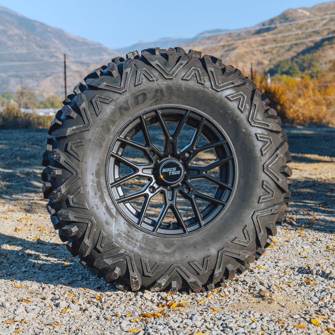 Rocktrix offroad wheel RT104 14x7 4x156 rim with 30x10-14 Tire 6-ply, radial. For ATV, UTV, compatible with Polaris