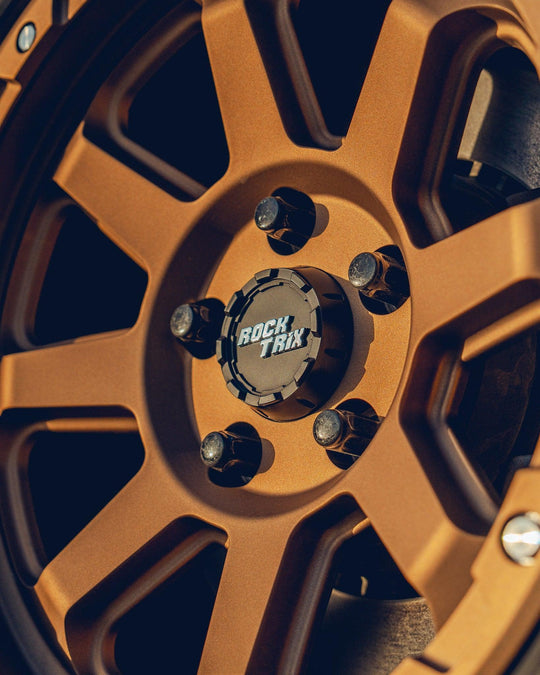 RT116 Matte Bronze 17x9 rim on Jeep Wrangler Rubicon JLUR JL - Rocktrix Offroad Wheel Center cap - Rugged.