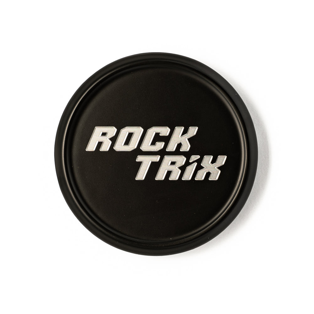 Rocktrix Offroad Wheel Center Cap Metal Black with silver text