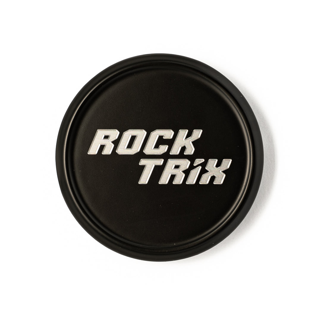 Rocktrix Offroad Wheel Center Cap Metal Black with silver text