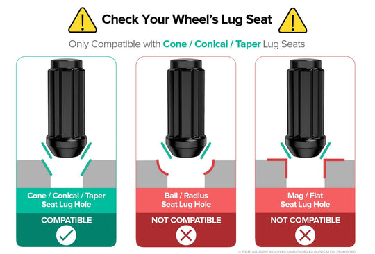 Rocktrix Lug Nuts Closed Spline XL Black Cone Lug Seat, Black