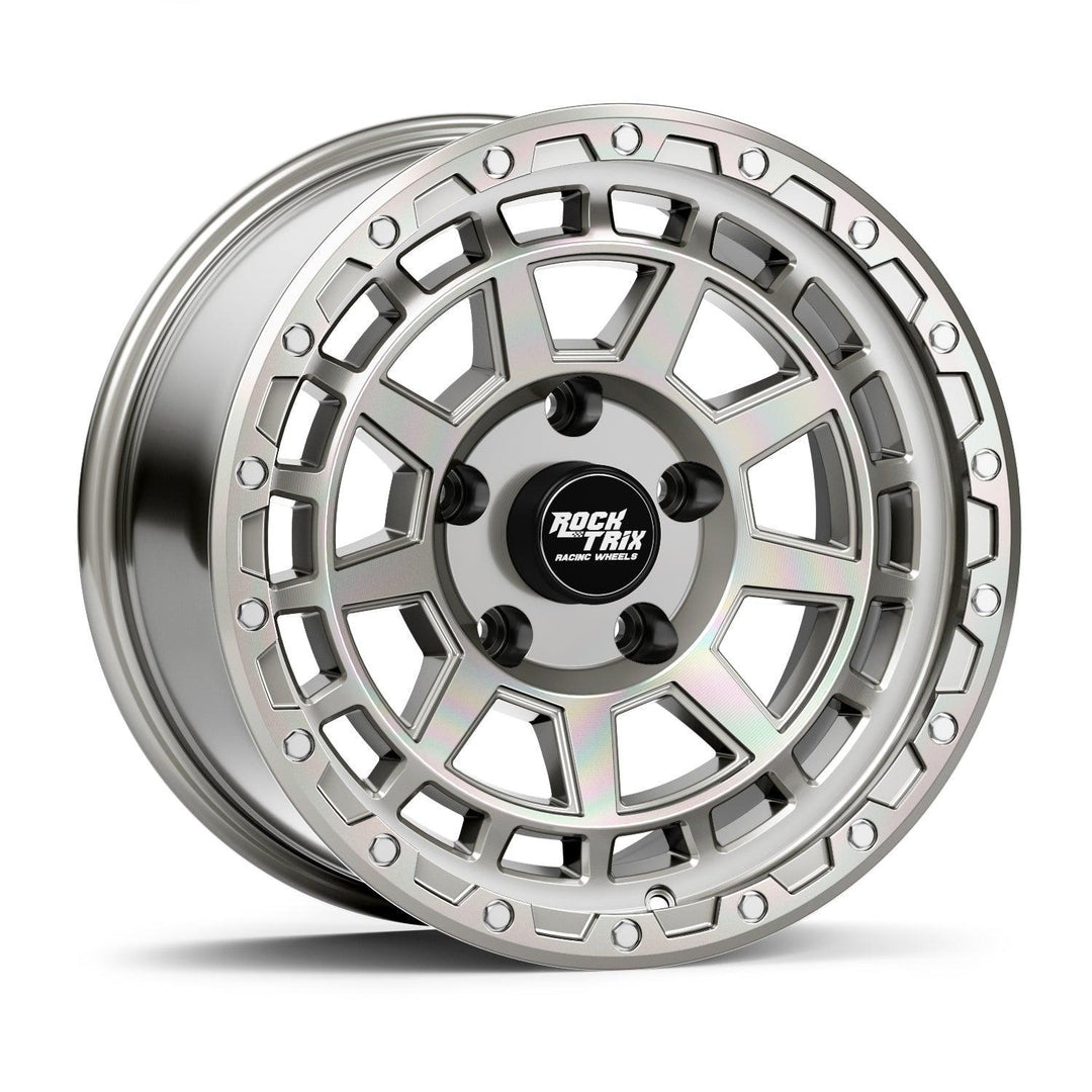 Rocktrix Offroad Wheels - RT114 - 9 Flat Spokes - Machined Silver Rims for Tacoma 4Runner F150 Bronco Wrangler Gladiator