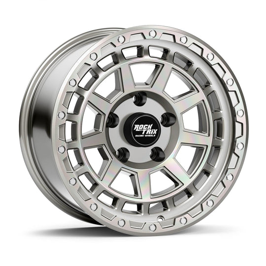 Rocktrix Offroad Wheels - RT114 - 9 Flat Spokes - Machined Silver Rims for Tacoma 4Runner F150 Bronco Wrangler Gladiator