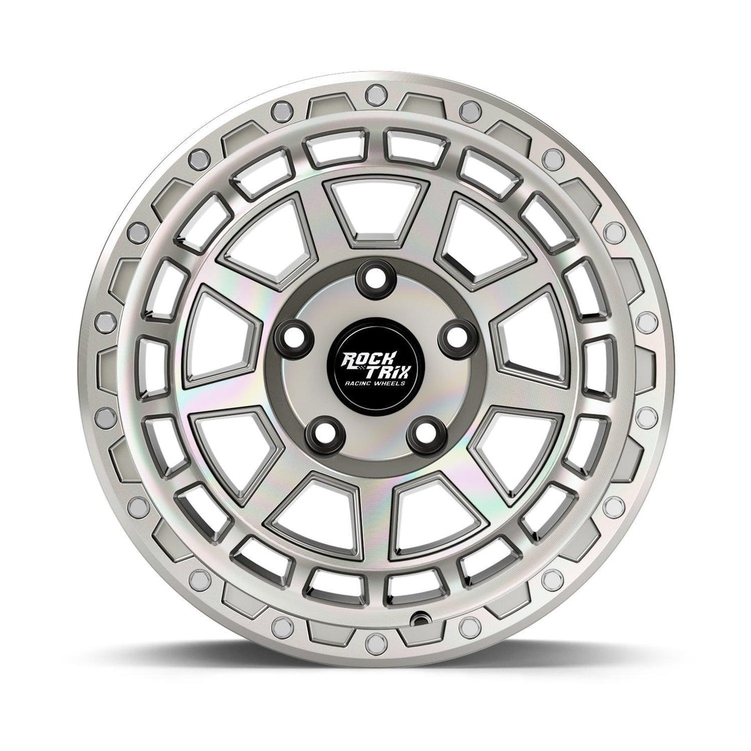 Rocktrix Offroad Wheels - RT114 - 9 Flat Spokes - Machined Silver Rims for Tacoma 4Runner F150 Bronco Wrangler Gladiator