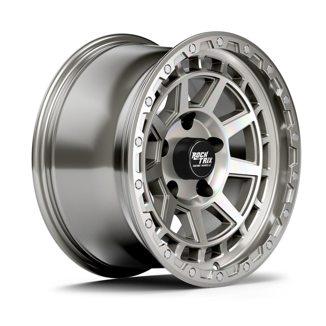 Rocktrix Offroad Wheels - RT114 - 9 Flat Spokes - Machined Silver Rims for Tacoma 4Runner F150 Bronco Wrangler Gladiator