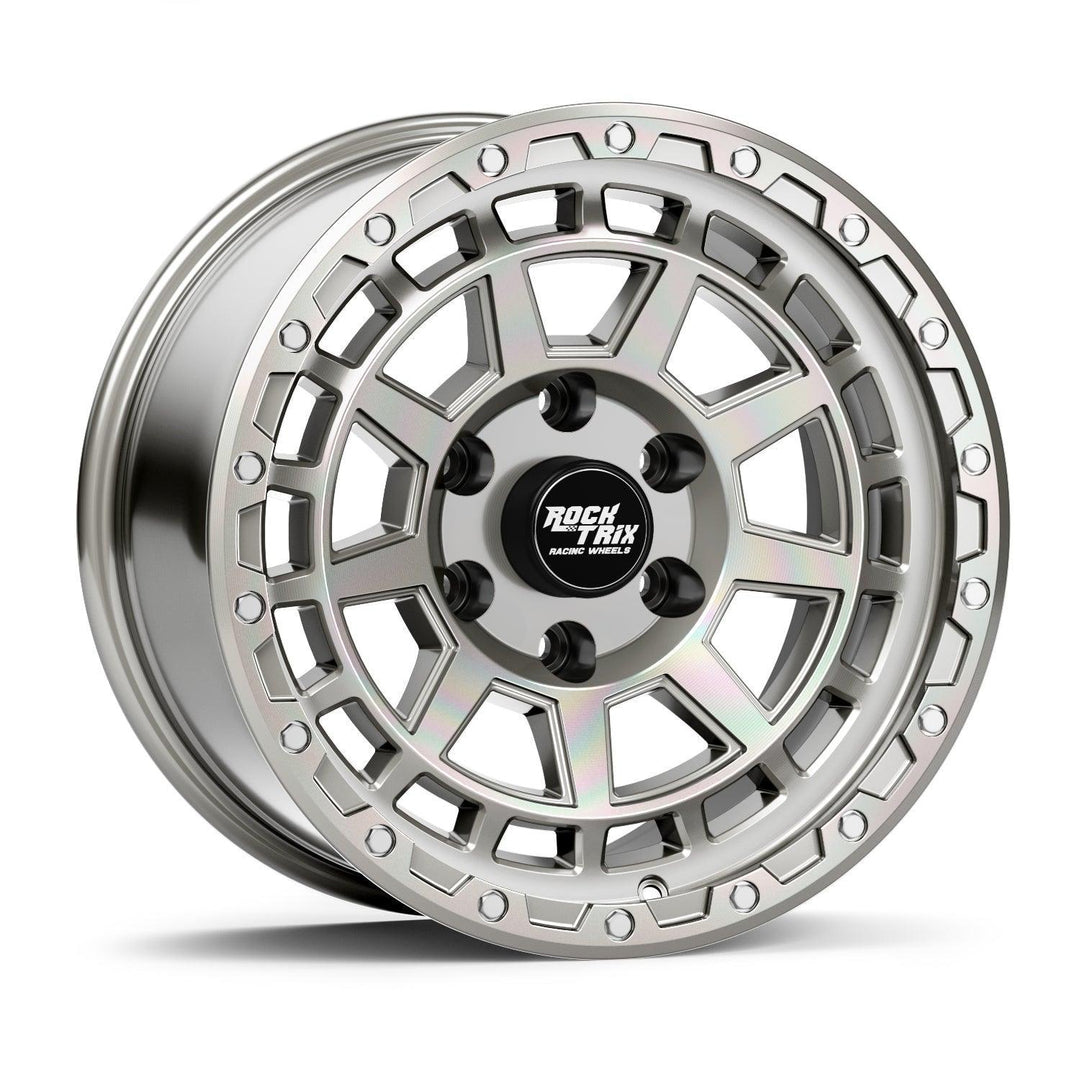 Rocktrix Offroad Wheels - RT114 - 9 Flat Spokes - Machined Silver Rims for Tacoma 4Runner F150 Bronco Wrangler Gladiator