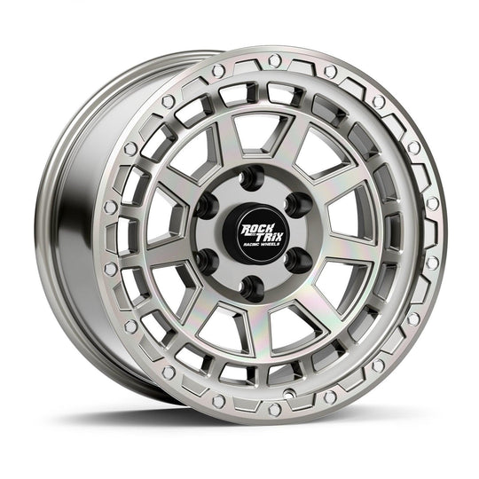 Rocktrix Offroad Wheels - RT114 - 9 Flat Spokes - Machined Silver Rims for Tacoma 4Runner F150 Bronco Wrangler Gladiator