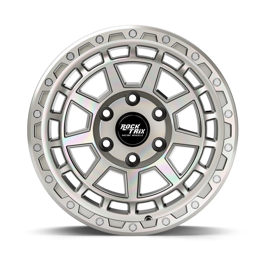 Rocktrix Offroad Wheels - RT114 - 9 Flat Spokes - Machined Silver Rims for Tacoma 4Runner F150 Bronco Wrangler Gladiator