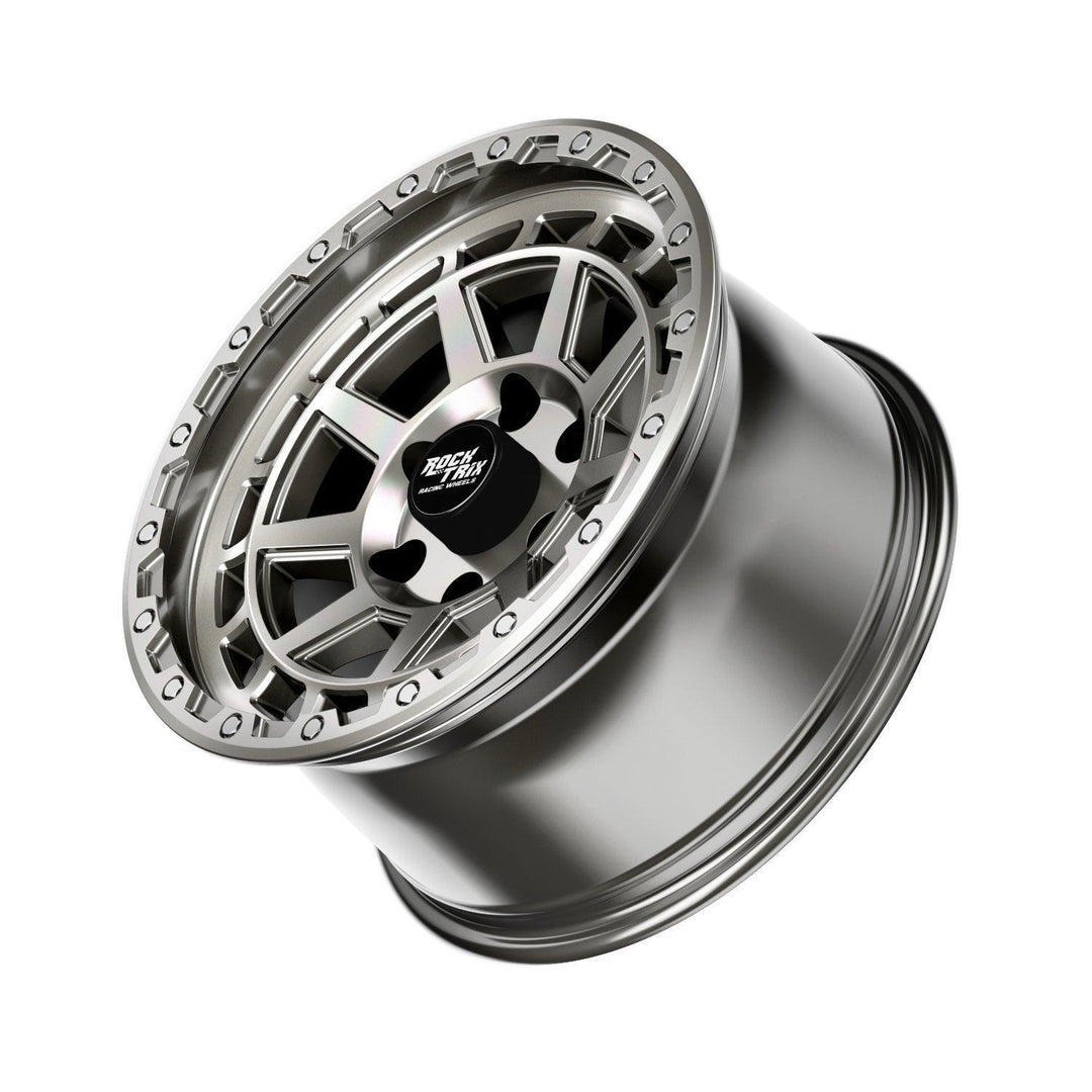 Rocktrix Offroad Wheels - RT114 - 9 Flat Spokes - Machined Silver Rims for Tacoma 4Runner F150 Bronco Wrangler Gladiator