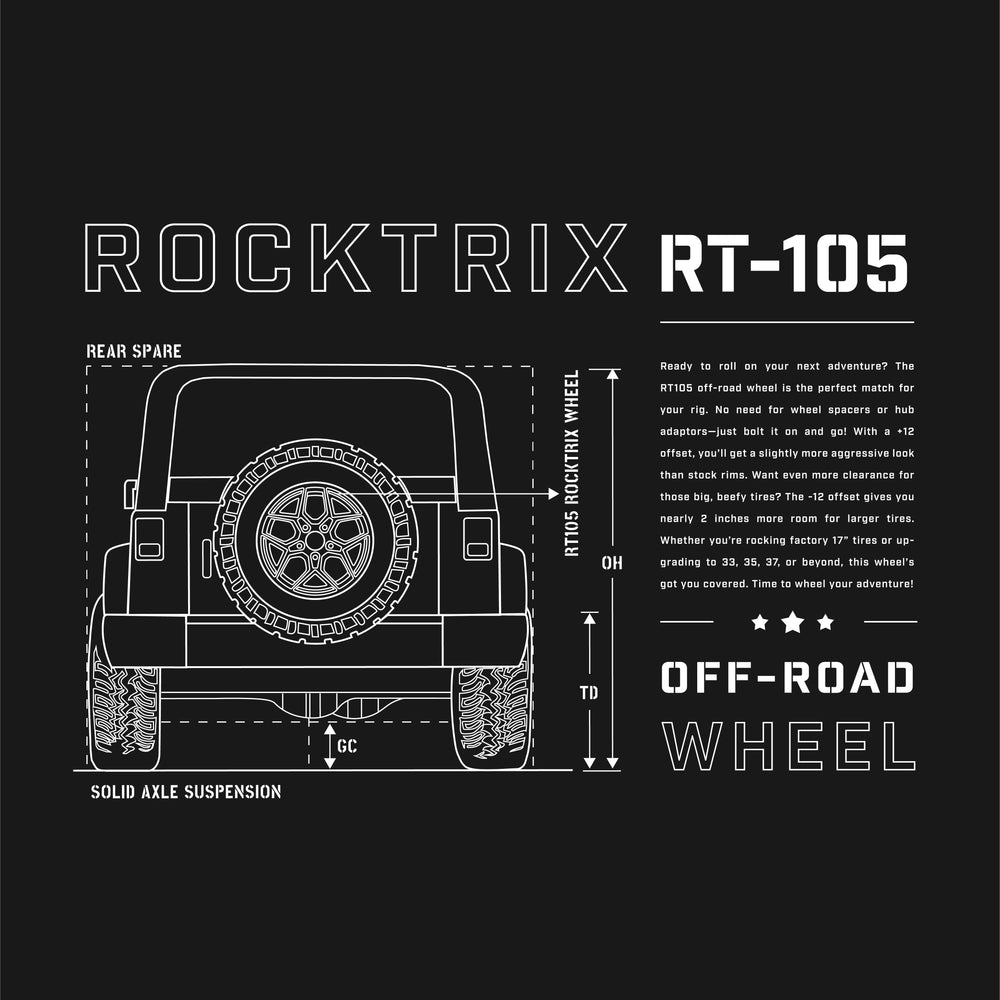 Rocktrix RT105 Short Sleeve Tee - Black color. Close-up design