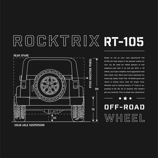 Rocktrix RT105 Short Sleeve Tee - Black color. Close-up design