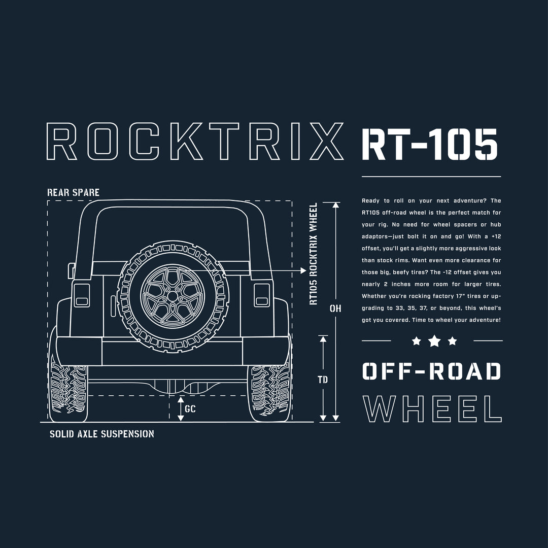 Rocktrix Offroad RT105 wheel Short Sleeve Tee Deep Navy