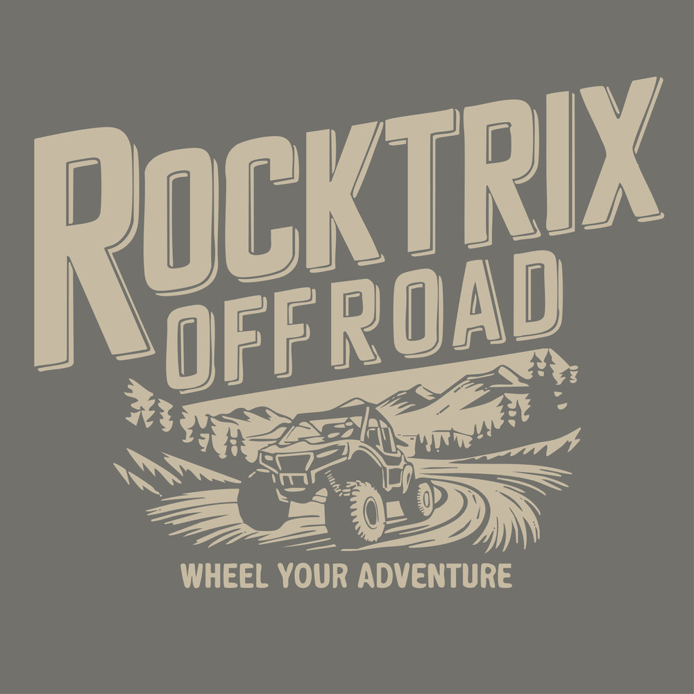 Rocktrix UTV Short Sleeve Tee - Asphalt Gray Color. Close-up design