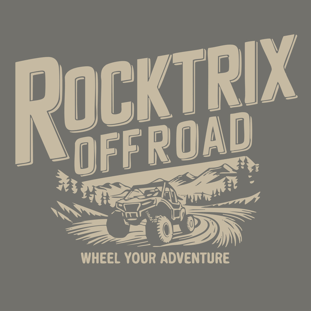 Rocktrix UTV Short Sleeve Tee - Asphalt Gray Color. Close-up design