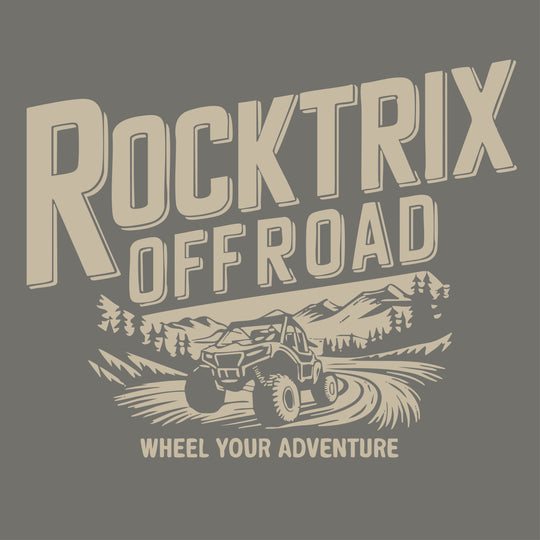 Rocktrix UTV Short Sleeve Tee - Asphalt Gray Color. Close-up design