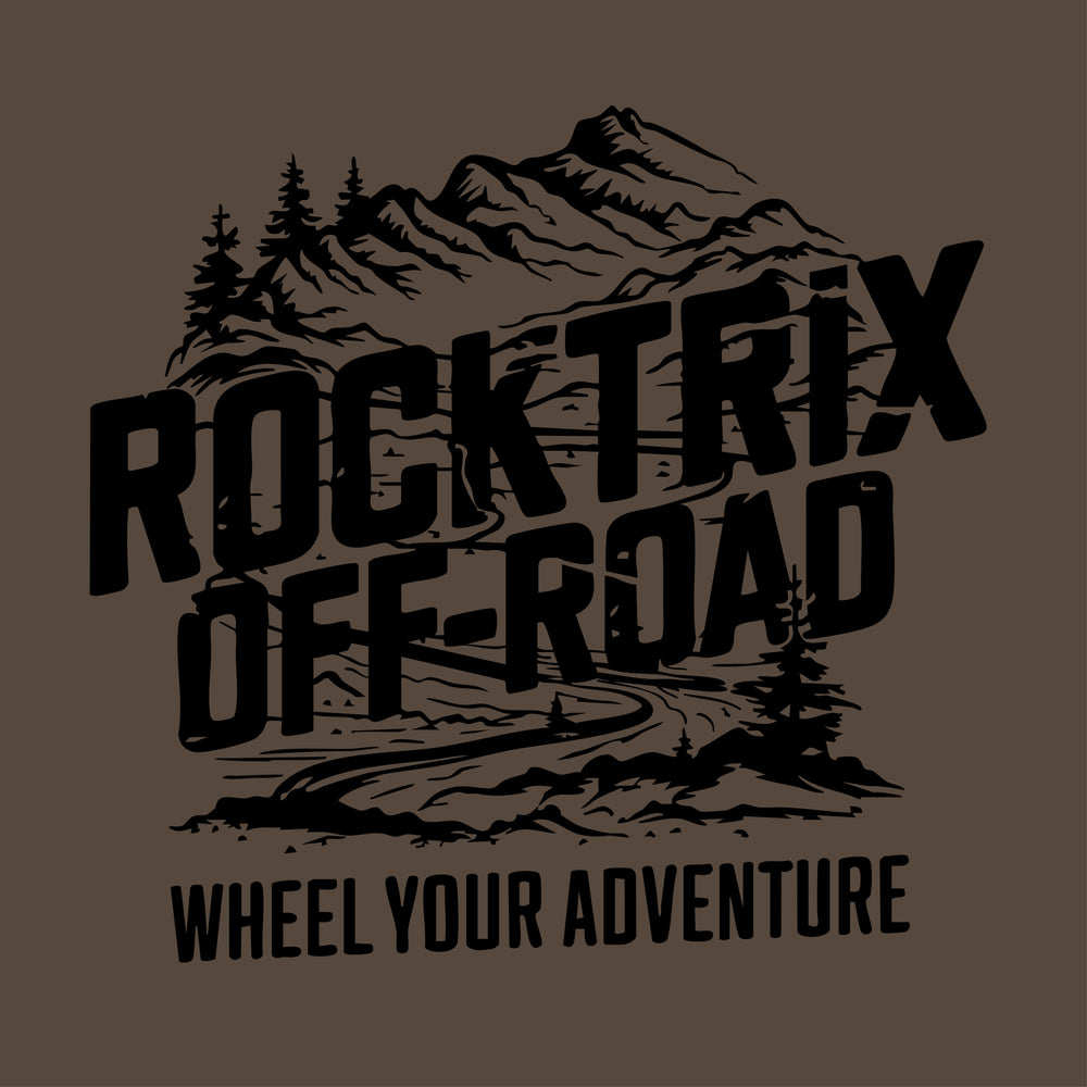 Rocktrix Trail Short Sleeve Tee - Heather Espresso Color. Close-up design