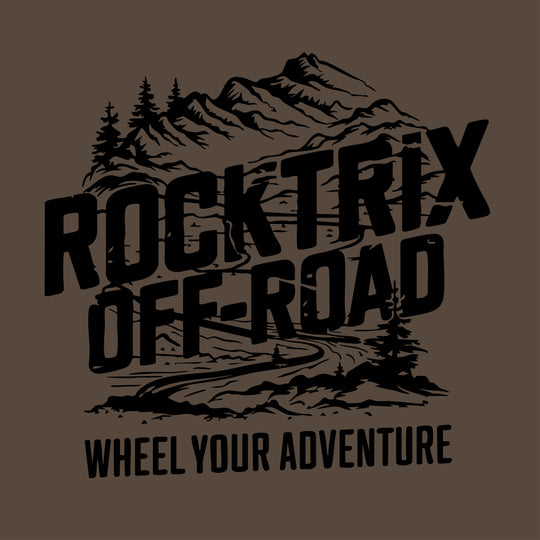 Rocktrix Trail Short Sleeve Tee - Heather Espresso Color. Close-up design