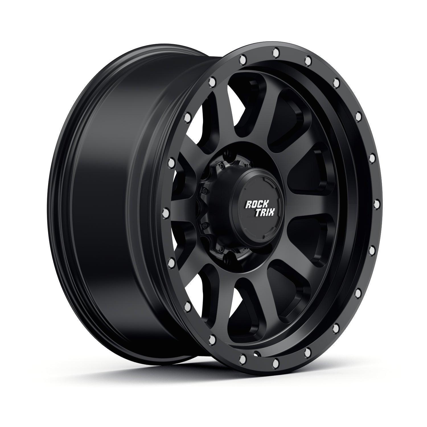 RockTrix RT111 18x9 Wheels (-12mm Offset) For Ford – Matte Black, 8x170 Bolt Pattern