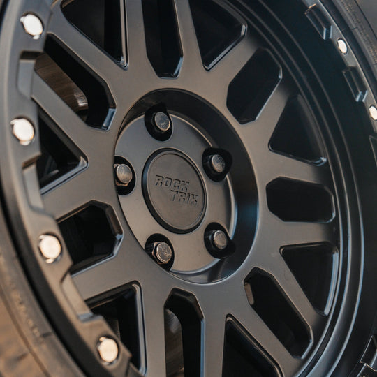 Rocktrix Wheel Center Cap Flat Recessed Matte Black low profile centercap on RT110 rim 