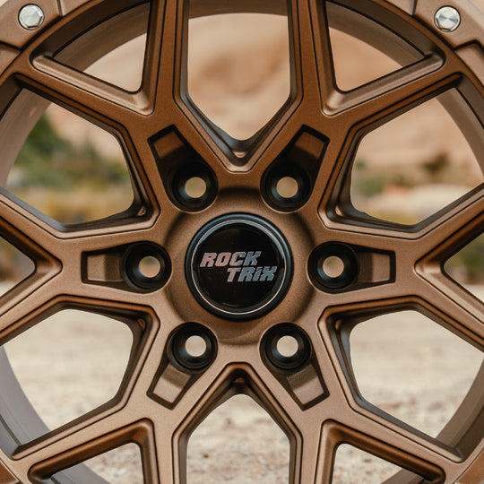 RockTrix Wheel Center Cap V2 on RT107 Matte Bronze rim