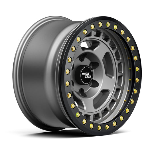 Rocktrix Offroad Wheels - RT115BL - Modern 5 Spoke Beadlock - Matte Gunmetal Bead Lock Rims 