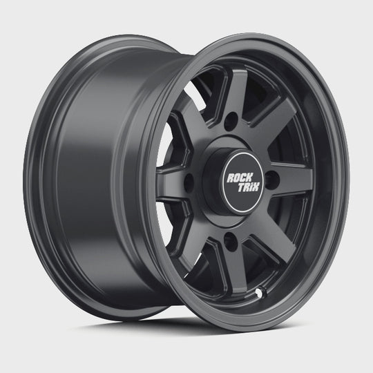 Rocktrix Offroad Wheel - RT116 ATV - 8 Straight Spokes 12x7 ATV UTV rim - Matte Black. 360 video