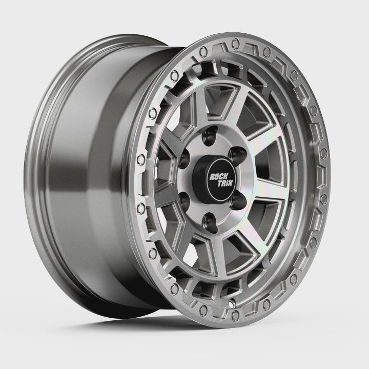Rocktrix Offroad Wheels - RT114 - Machined Silver 6x135, 87.1, 17x8.5,  ET 0 (4.75") Rims for Ford F150, Bronco Raptor. 6x139.7, 106.1, 17x8.5, ET25 (5.73") for Toyota, Lexus