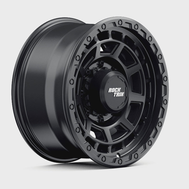 Rocktrix Offroad Wheels RT114 8Lug 17x8.5 Matte Black rim Heavy Duty Rim, for Chevrolet, GMC, Ram, Ford